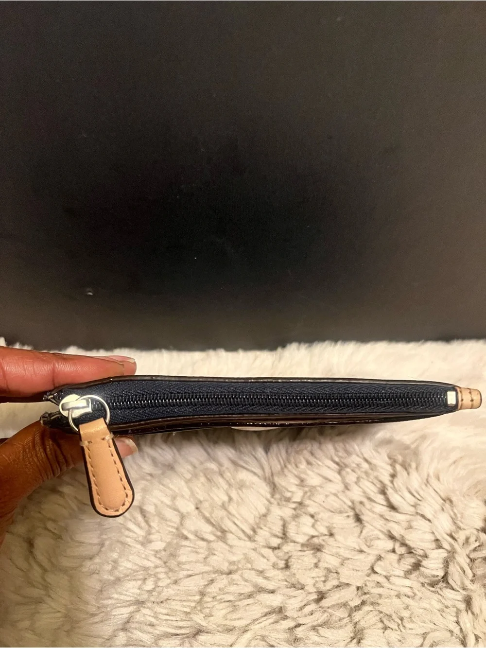 Coach Peyton Navy Signature Dream C Card Case with Gold Plaque